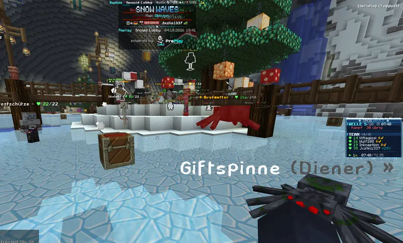 Eine Giftspinne kämpft als Diener an der Seite der Spieler